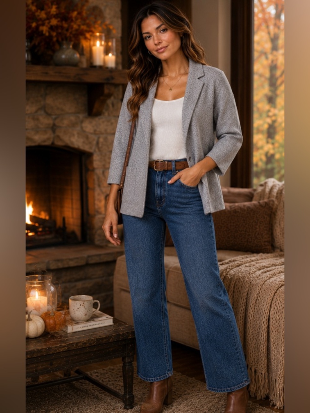 Moth Angie Gray Open Front Sweater Blazer Cardigan Cozy Minimalist Quiet Luxury